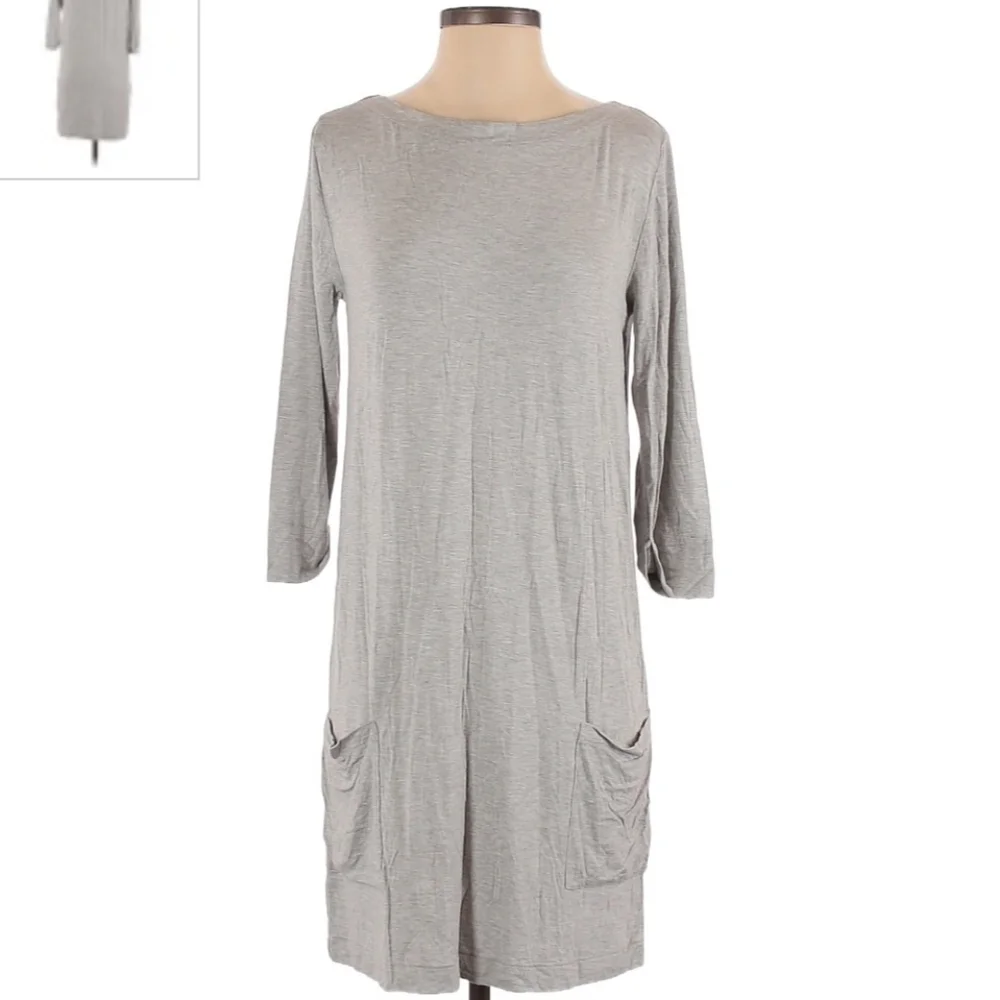 J. Crew Shift Dress Colette Grey Pockets Oversized Long Sleeves Women's XS EUC